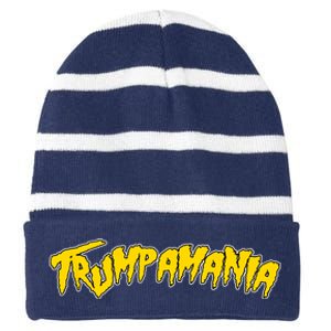 Trumpamania Pro Donald Trump Republican Wrestling Funny Striped Beanie with Solid Band