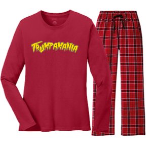 Trumpamania Pro Donald Trump Republican Wrestling Funny Women's Long Sleeve Flannel Pajama Set 