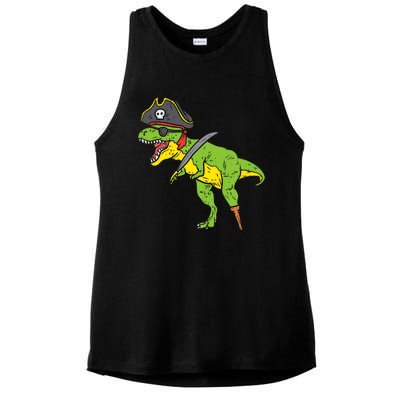 TRex Pirate Dinosaur Dino Funny Halloween Costume Boy Ladies PosiCharge Tri-Blend Wicking Tank