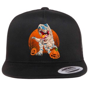 Trex Pumpkin Dinosaur Halloween Mummy Zombie Dino Flat Bill Trucker Hat