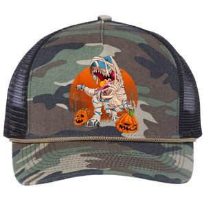 Trex Pumpkin Dinosaur Halloween Mummy Zombie Dino Retro Rope Trucker Hat Cap