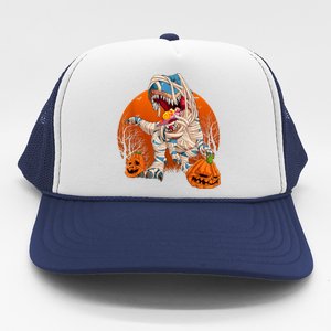 Trex Pumpkin Dinosaur Halloween Mummy Zombie Dino Trucker Hat