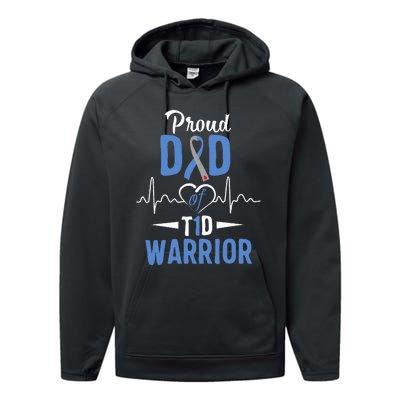 T1D Proud Dad Diabetes Awareness Type 1 Insulin Pancreas Performance Fleece Hoodie