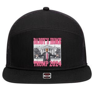 Trump Pink Daddys Home Trump 2024 7 Panel Mesh Trucker Snapback Hat