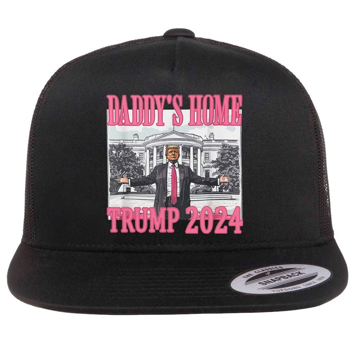 Trump Pink Daddys Home Trump 2024 Flat Bill Trucker Hat