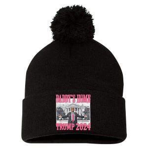 Trump Pink Daddys Home Trump 2024 Pom Pom 12in Knit Beanie