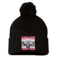 Trump Pink Daddys Home Trump 2024 Pom Pom 12in Knit Beanie