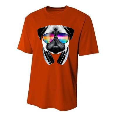 Trippy Pug Dog Wearing Music Equalizer Sunglasses Performance Sprint T-Shirt