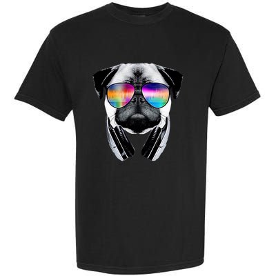 Trippy Pug Dog Wearing Music Equalizer Sunglasses Garment-Dyed Heavyweight T-Shirt