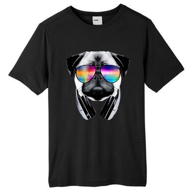 Trippy Pug Dog Wearing Music Equalizer Sunglasses Tall Fusion ChromaSoft Performance T-Shirt