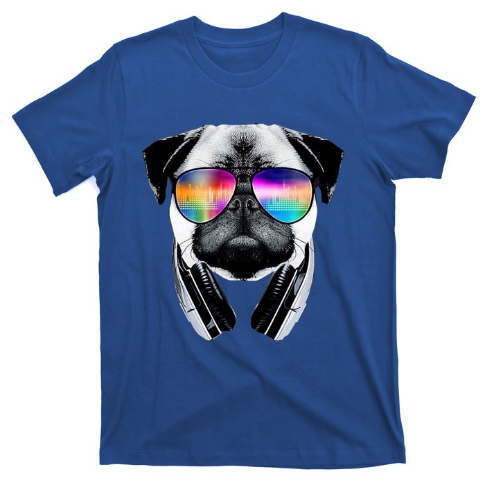 Trippy Pug Dog Wearing Music Equalizer Sunglasses T-Shirt