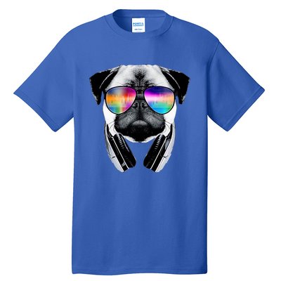 Trippy Pug Dog Wearing Music Equalizer Sunglasses Tall T-Shirt