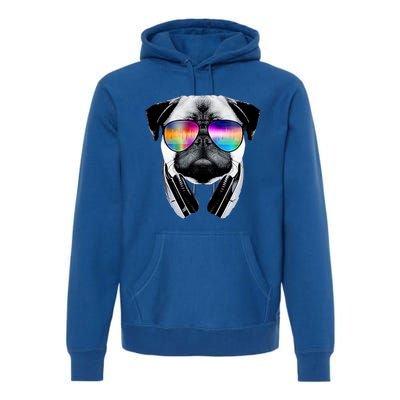 Trippy Pug Dog Wearing Music Equalizer Sunglasses Premium Hoodie