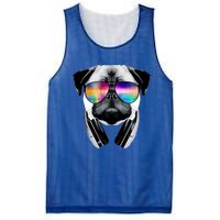 Trippy Pug Dog Wearing Music Equalizer Sunglasses Mesh Reversible Basketball Jersey Tank