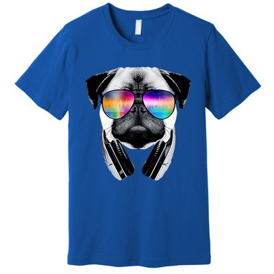 Trippy Pug Dog Wearing Music Equalizer Sunglasses Premium T-Shirt