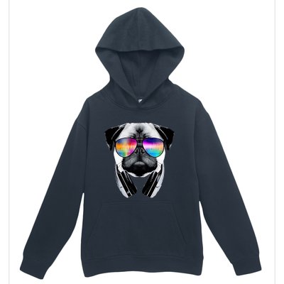 Trippy Pug Dog Wearing Music Equalizer Sunglasses Urban Pullover Hoodie