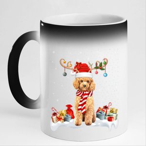 Toy Poodle Dog Xmas Lights Reindeer Toy Poodle Christmas Great Gift 11oz Black Color Changing Mug