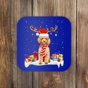 Toy Poodle Dog Xmas Lights Reindeer Toy Poodle Christmas Great Gift Coaster