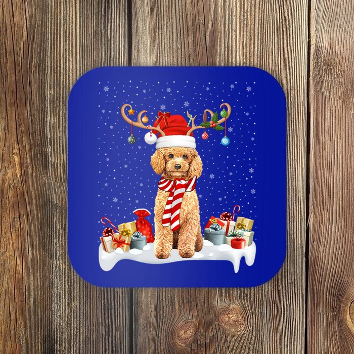 Toy Poodle Dog Xmas Lights Reindeer Toy Poodle Christmas Great Gift Coaster