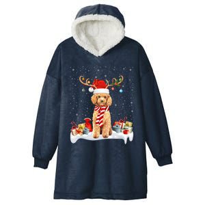 Toy Poodle Dog Xmas Lights Reindeer Toy Poodle Christmas Great Gift Hooded Wearable Blanket