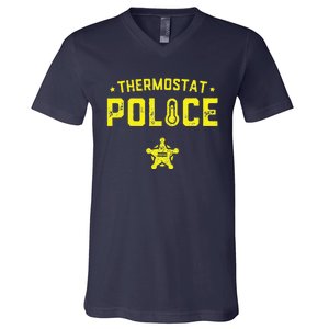 Thermostat Police Dad Gift Funny Fathers Day V-Neck T-Shirt