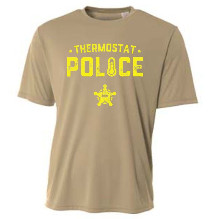 Thermostat Police Dad Gift Funny Fathers Day Cooling Performance Crew T-Shirt