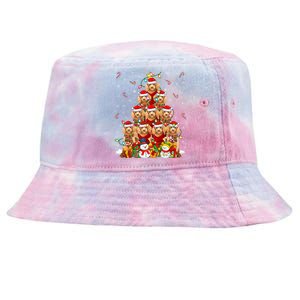 Toy Poodle Dog Xmas Lighting Tree Santa Toy Poodle Christmas Great Gift Tie-Dyed Bucket Hat