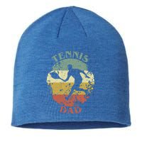 Tennis Player Dad Distressed Vintage Tennis Father Gift Sustainable Beanie