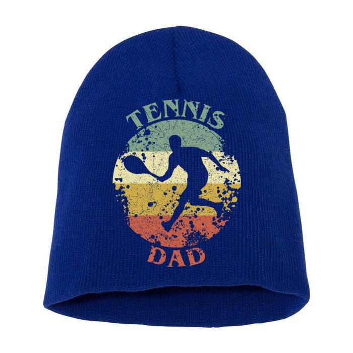 Tennis Player Dad Distressed Vintage Tennis Father Gift Short Acrylic Beanie