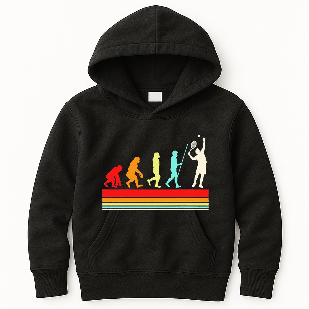 Tennis Player Evolution Retro Vintage Color Kids Hoodie
