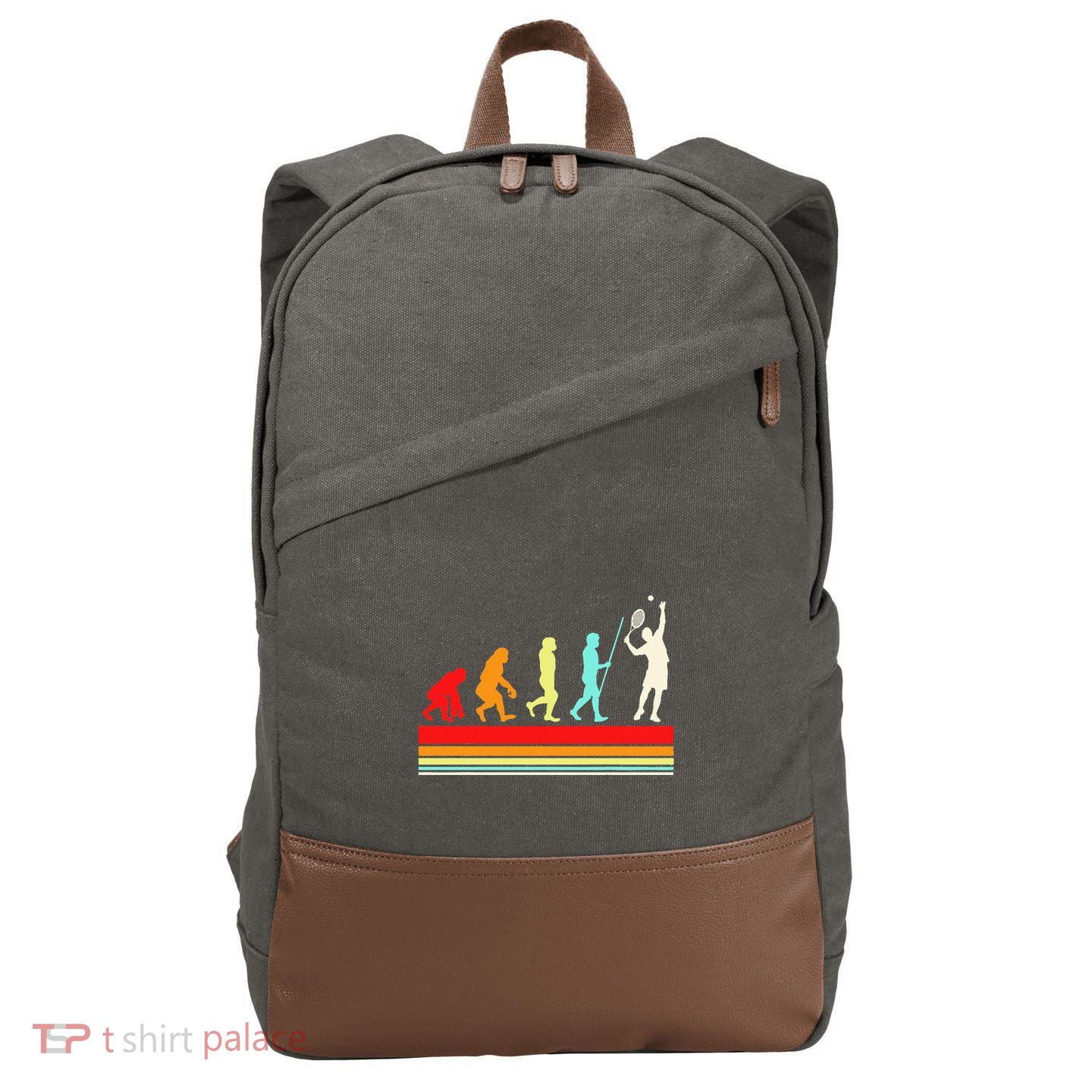 Tennis Player Evolution Retro Vintage Color Cotton Canvas Backpack