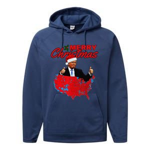 Trump Presidential Election Results Map Funny Christmas Performance Fleece Hoodie