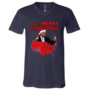 Trump Presidential Election Results Map Funny Christmas V-Neck T-Shirt