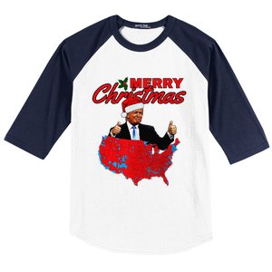 Trump Presidential Election Results Map Funny Christmas Baseball Sleeve Shirt