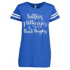 Tattoos Pretty Eyes Thick Thighs Enza Ladies Jersey Football T-Shirt