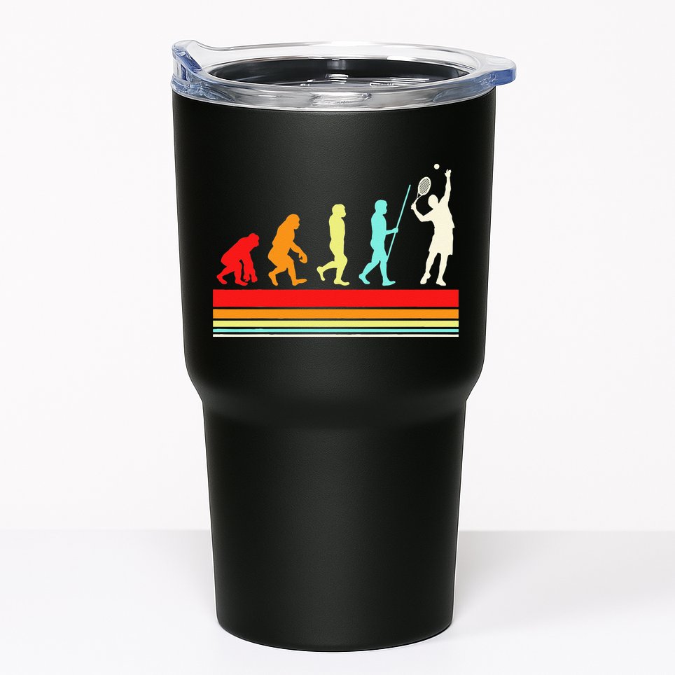 Tennis Player Evolution Retro Vintage Color Tumbler