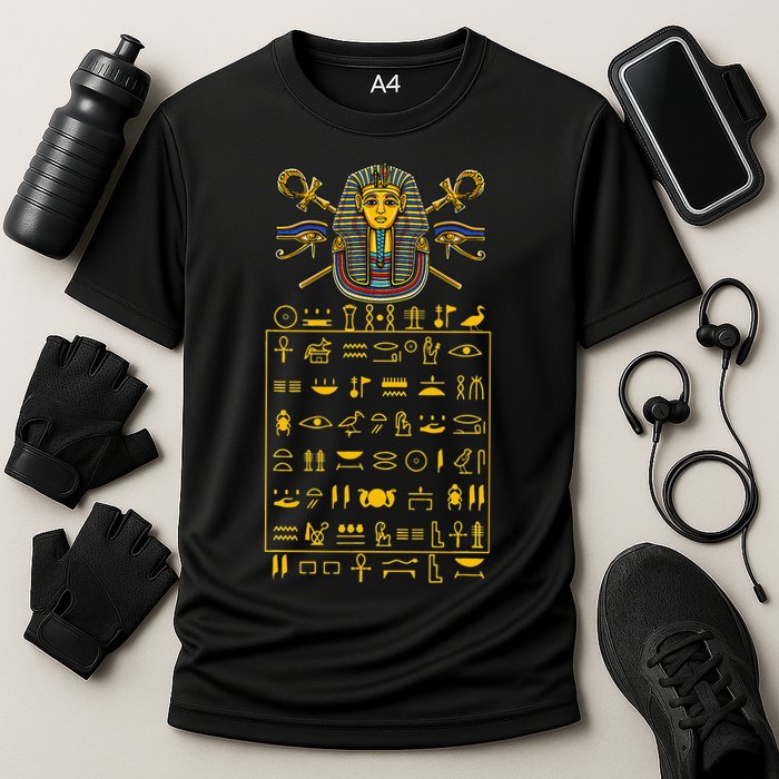 Tut Pharaoh Egyptian Hieroglyphic Letters Symbols King Performance Shirt