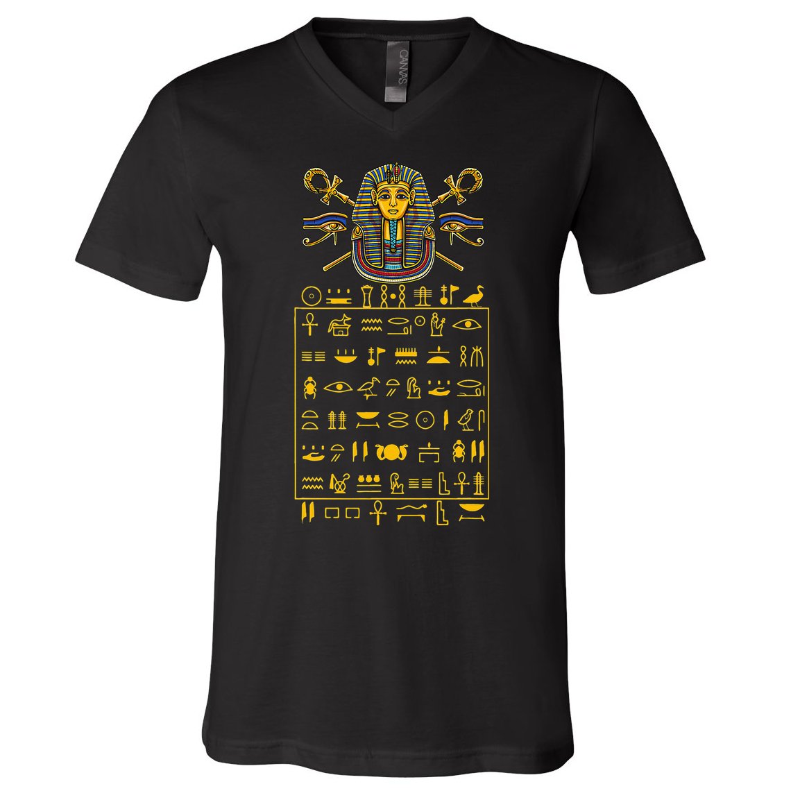 Tut Pharaoh Egyptian Hieroglyphic Letters Symbols King V-Neck T-Shirt