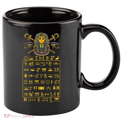 Tut Pharaoh Egyptian Hieroglyphic Letters Symbols King 11oz C Handle Ceramic Mug