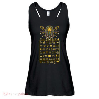 Tut Pharaoh Egyptian Hieroglyphic Letters Symbols King Ladies Essential Flowy Tank
