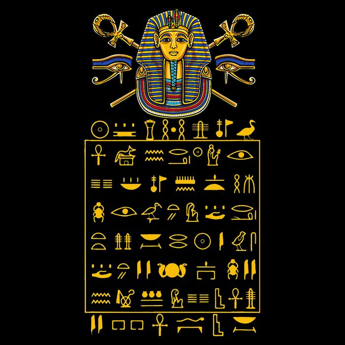Tut Pharaoh Egyptian Hieroglyphic Letters Symbols King Flat Bill Trucker Hat