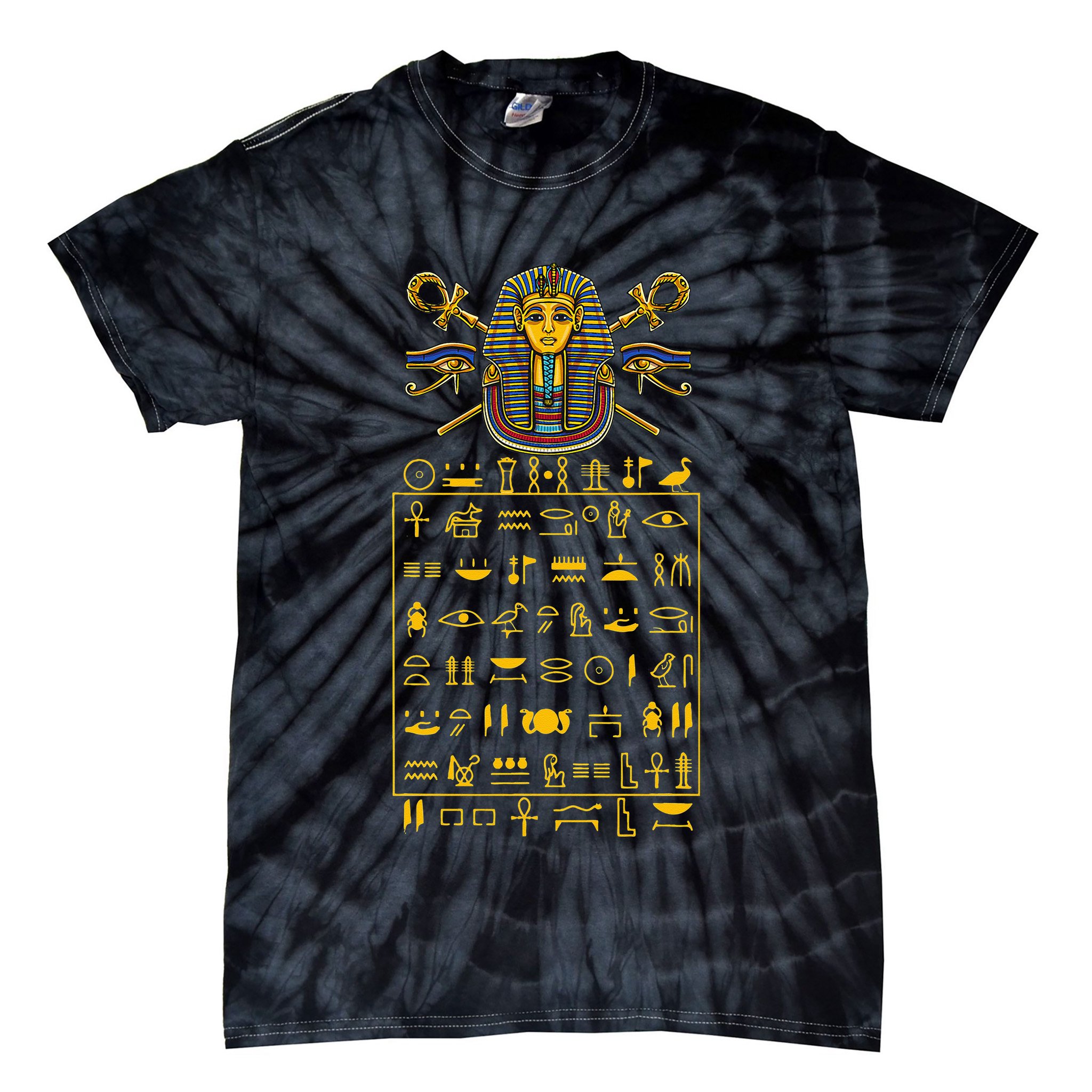 Tut Pharaoh Egyptian Hieroglyphic Letters Symbols King Tie-Dye T-Shirt
