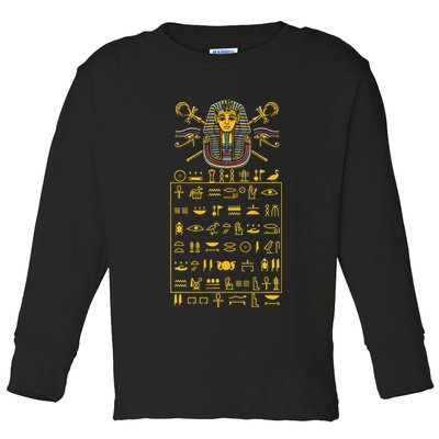 Tut Pharaoh Egyptian Hieroglyphic Letters Symbols King Toddler Long Sleeve Shirt