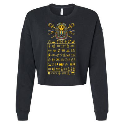 Tut Pharaoh Egyptian Hieroglyphic Letters Symbols King Cropped Pullover Crew