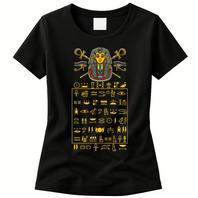 Tut Pharaoh Egyptian Hieroglyphic Letters Symbols King Womens T-Shirt