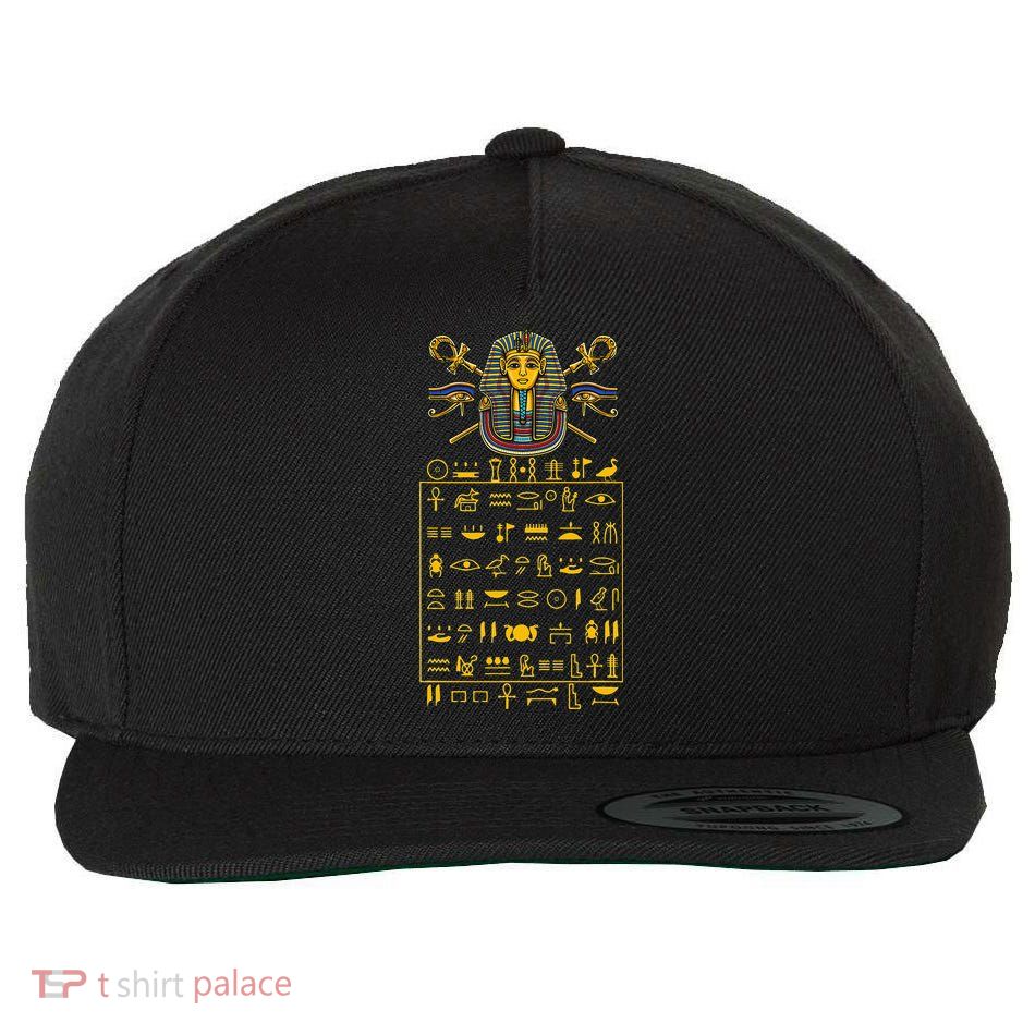 Tut Pharaoh Egyptian Hieroglyphic Letters Symbols King Wool Snapback Cap