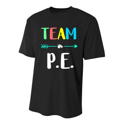Team P E School Teacher PE Teacher Strong Physical Teacher Youth Performance Sprint T-Shirt
