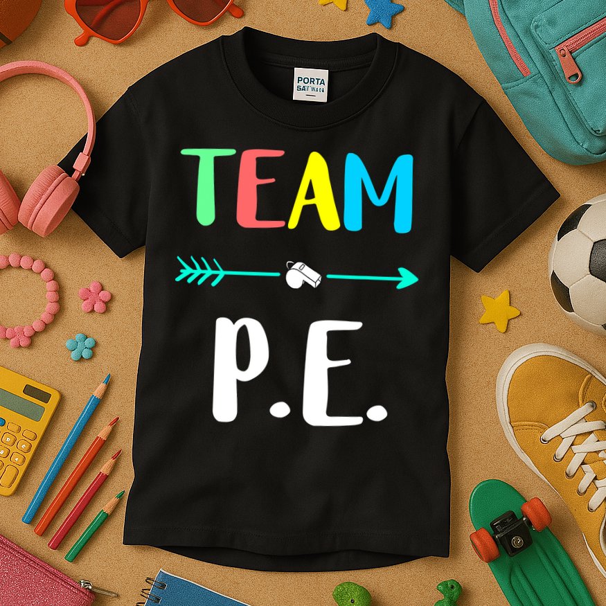 Team P E School Teacher PE Teacher Strong Physical Teacher Kids T-Shirt