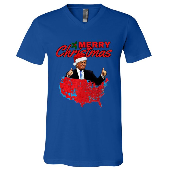 Trump Presidential Election Results Map Funny Christmas Meaningful Gift V-Neck T-Shirt