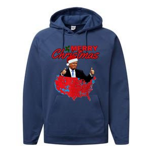 Trump Presidential Election Results Map Funny Christmas Meaningful Gift Performance Fleece Hoodie